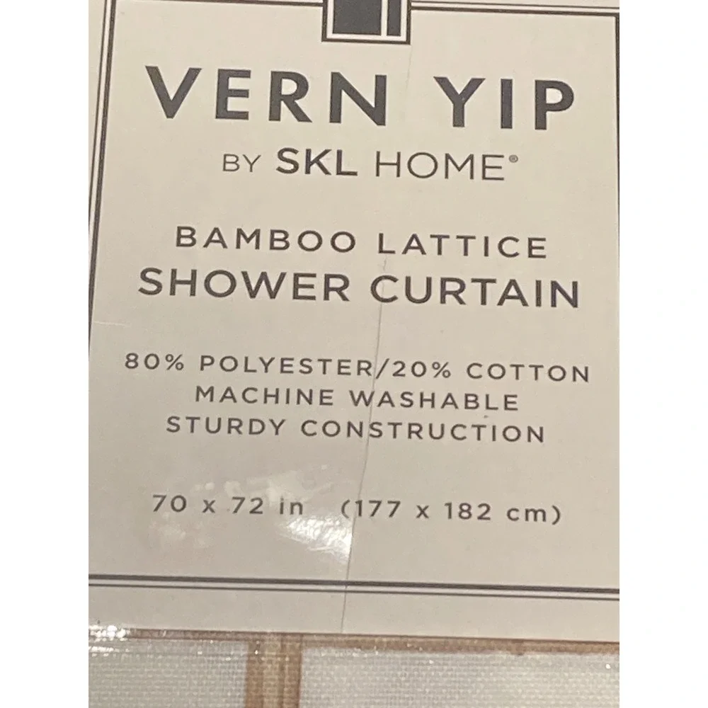 Vern Yip SKL Home Bamboo Lattice Shower Curtain Tan White 70x72 New